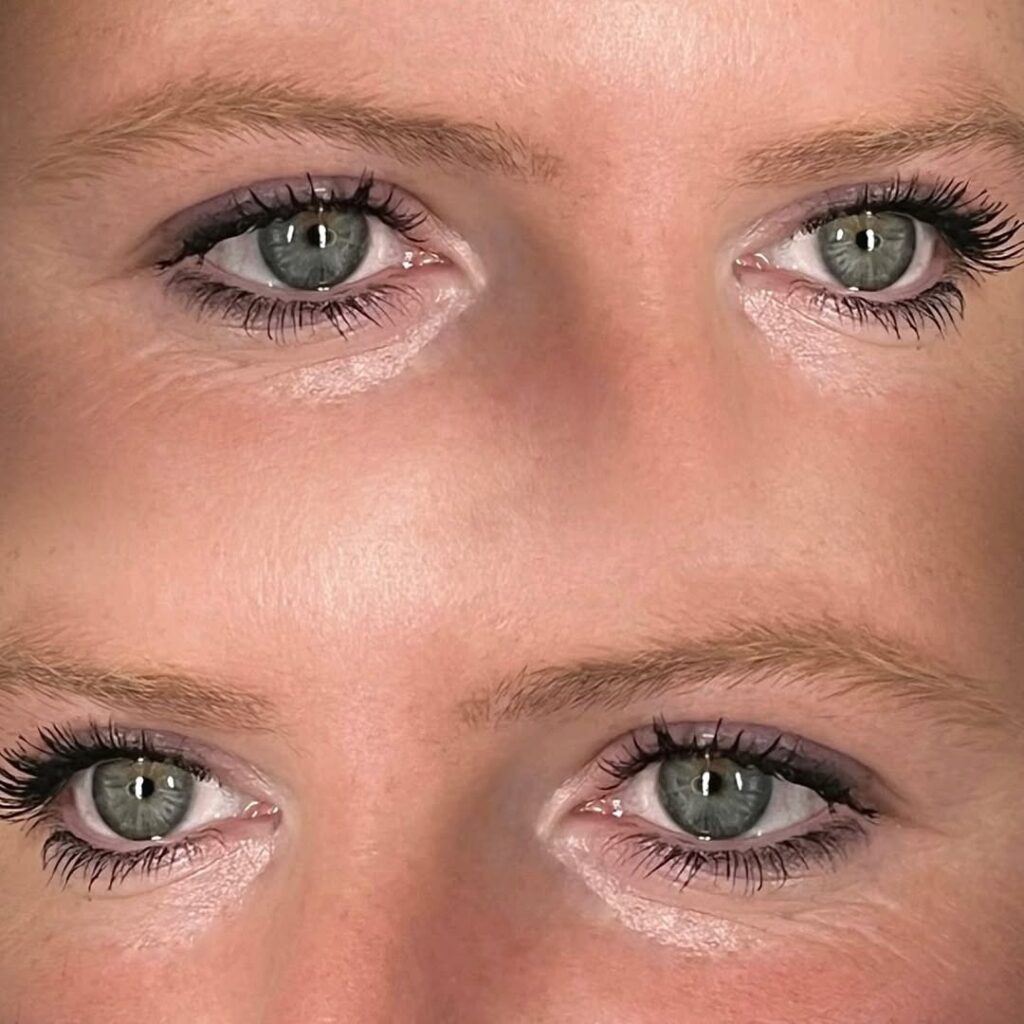 Vorher-Nachher-Vergleich der Augenbrauen vor und nach Permanent Make-up